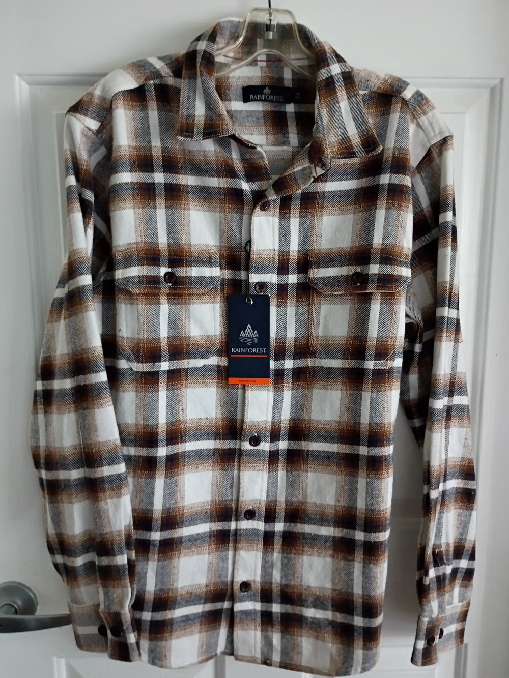 Rainforest Brown & White Plaid Button-Up Shirt